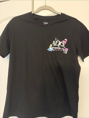 Disney Black Alice in Wonderland Graphic Tee with Pink & Blue Accents